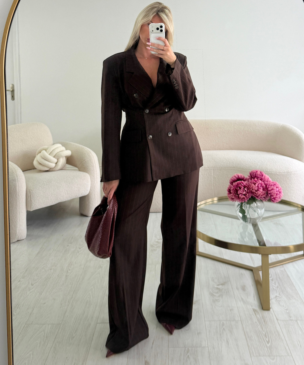 Pantalon tall rayures marron  - DRESS DESIREE