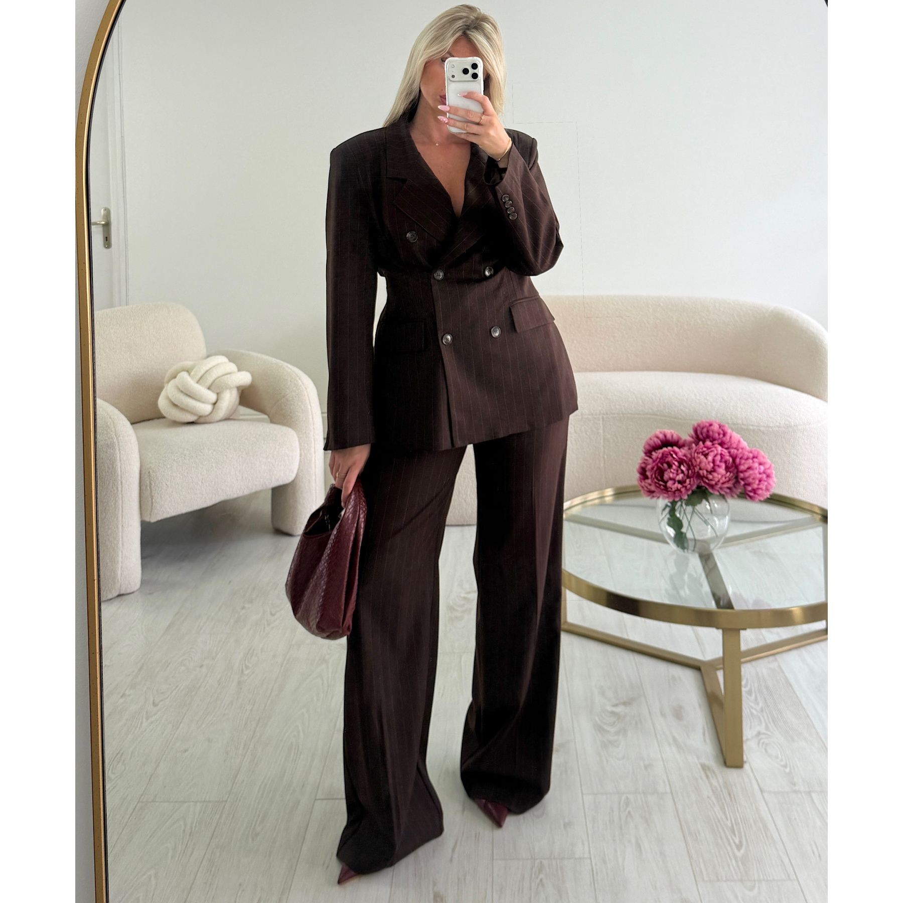 Pantalon tall rayures marron  - DRESS DESIREE