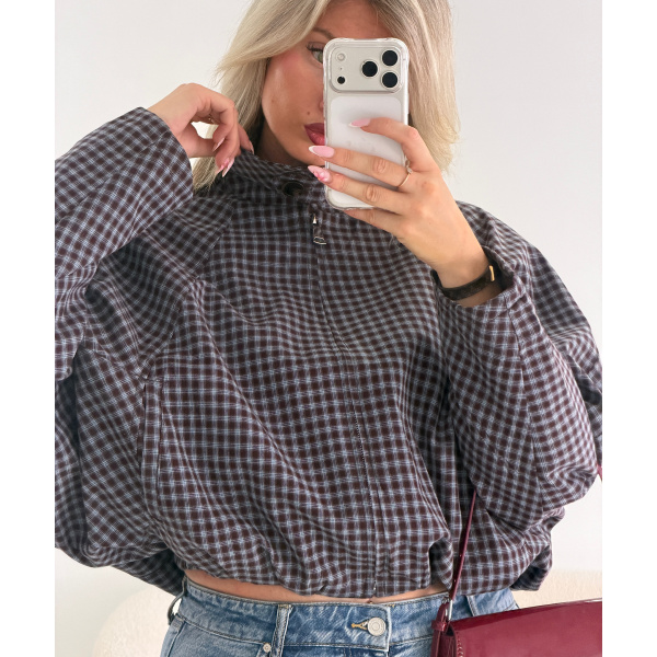 Bombers carreaux choco/bleu - DRESS DESIREE