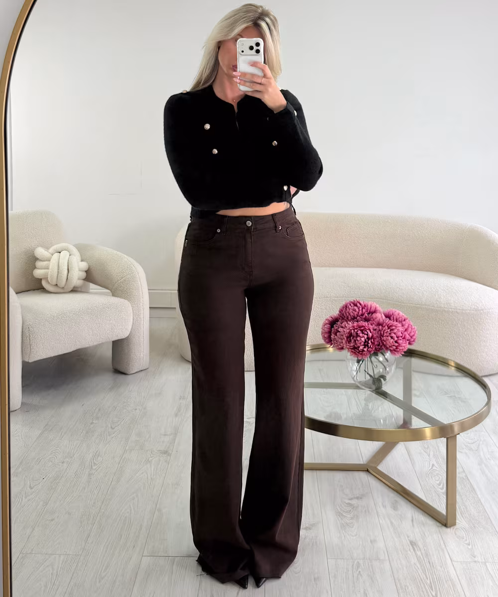 Jeans extra tall wide leg marron