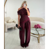 Burgundy asymmetrical lace top - DRESS DESIREE