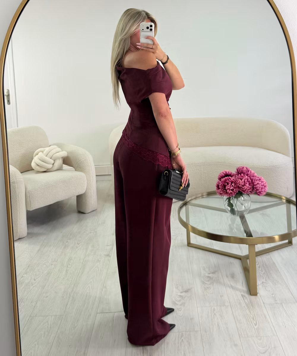 Pantalon barrel extra tall burgundy