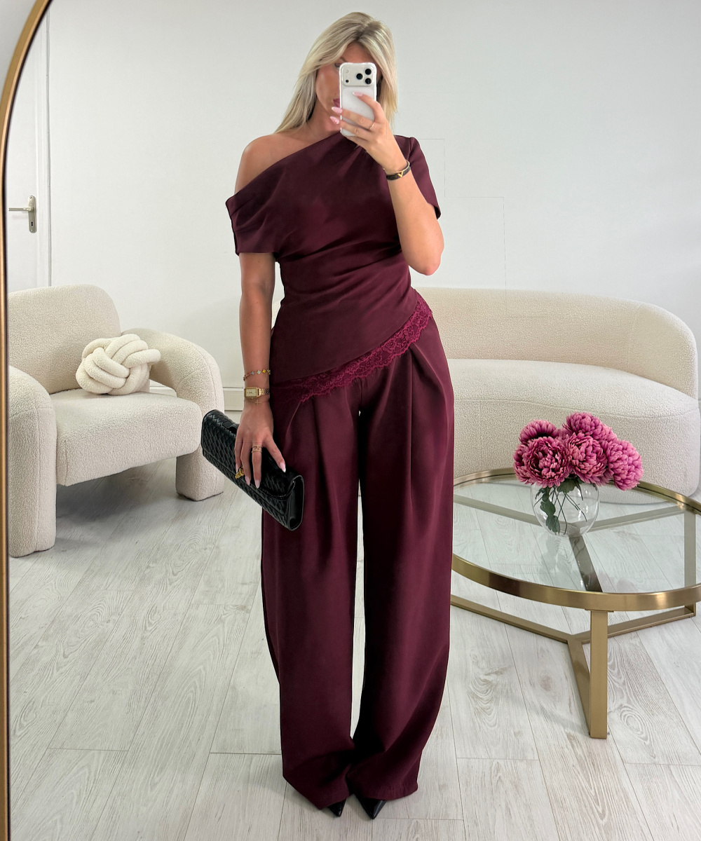 Extra tall burgundy pleated trousers DRESS DESIREE