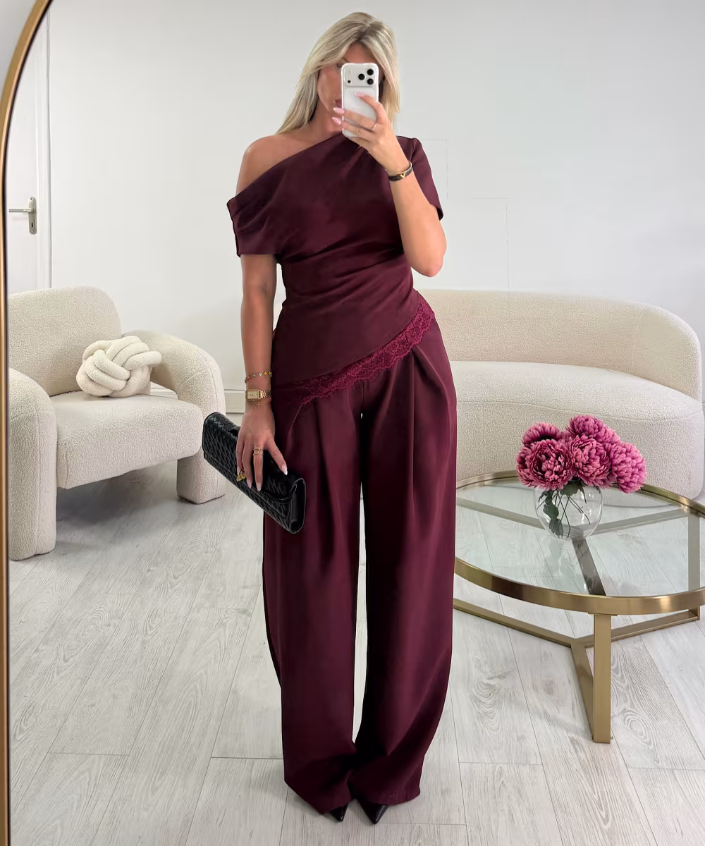 Pantalon pince extra extra long bordeaux - DRESS DESIREE