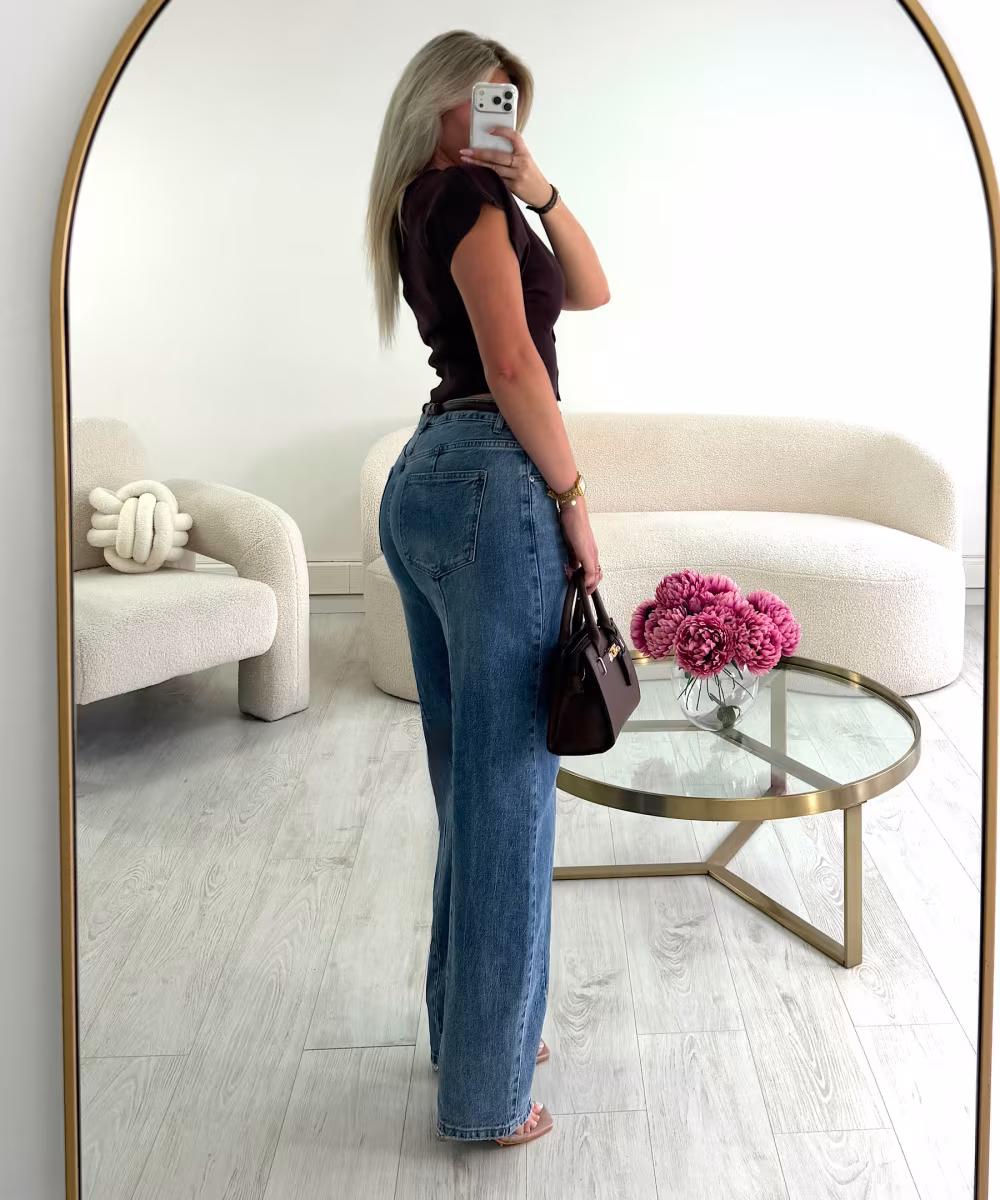 Jeans Tall ballon bleu