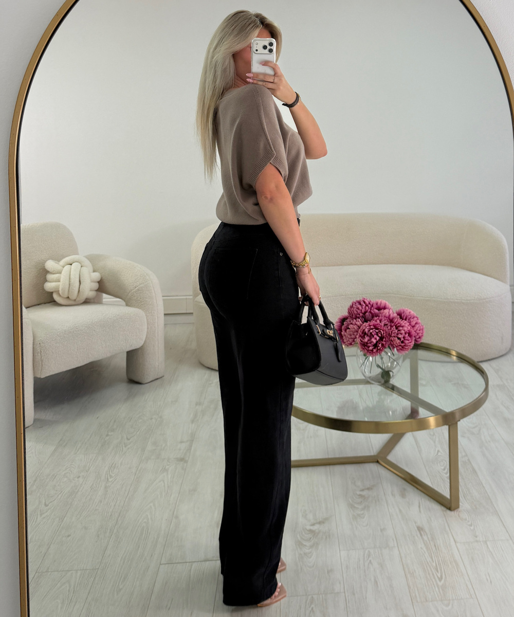 Black extra-tall balloon jeans