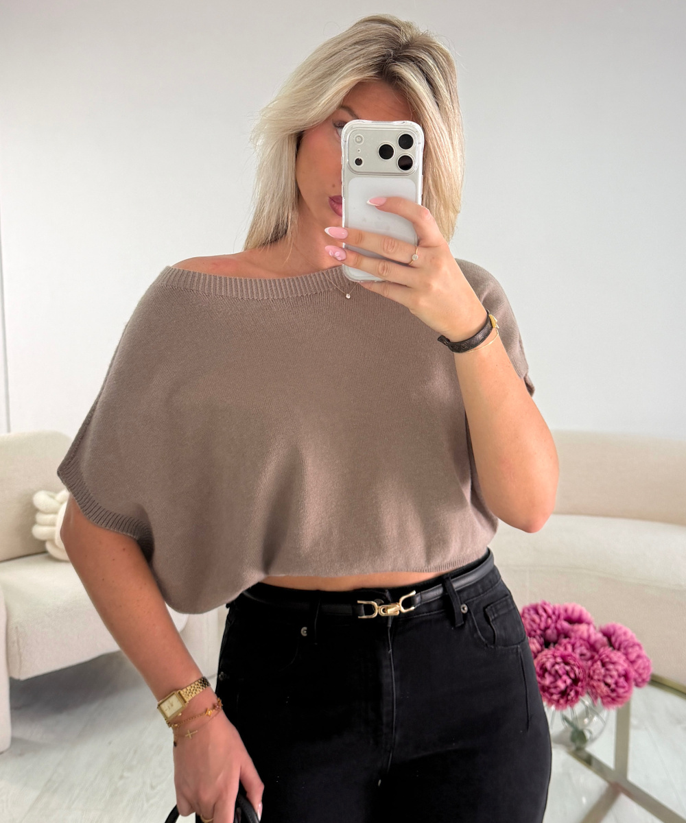 Taupe sleeveless jumper - DRESS DESIREE