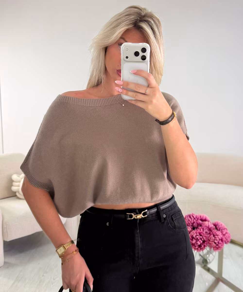 Pull sans manche taupe - DRESS DESIREE