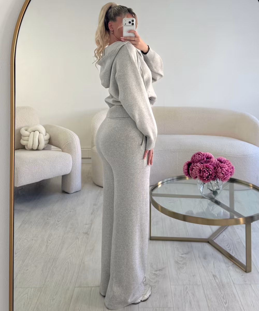 Ensemble pantalon casual gris chiné