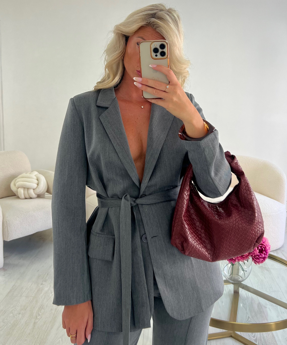 Grey heather fitted/straight blazer