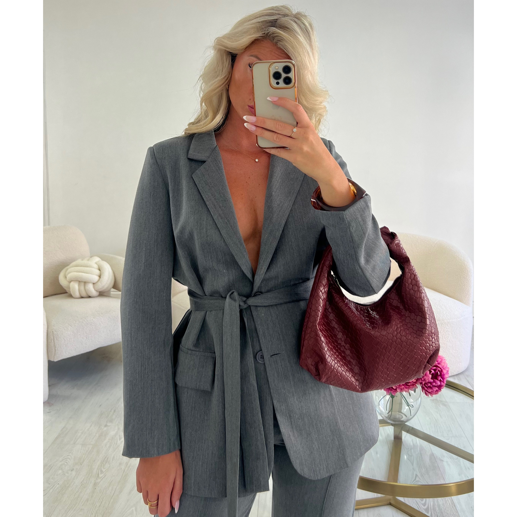 Grey heather fitted/straight blazer