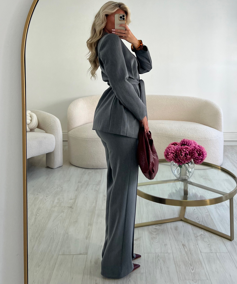 Grey heather fitted/straight blazer