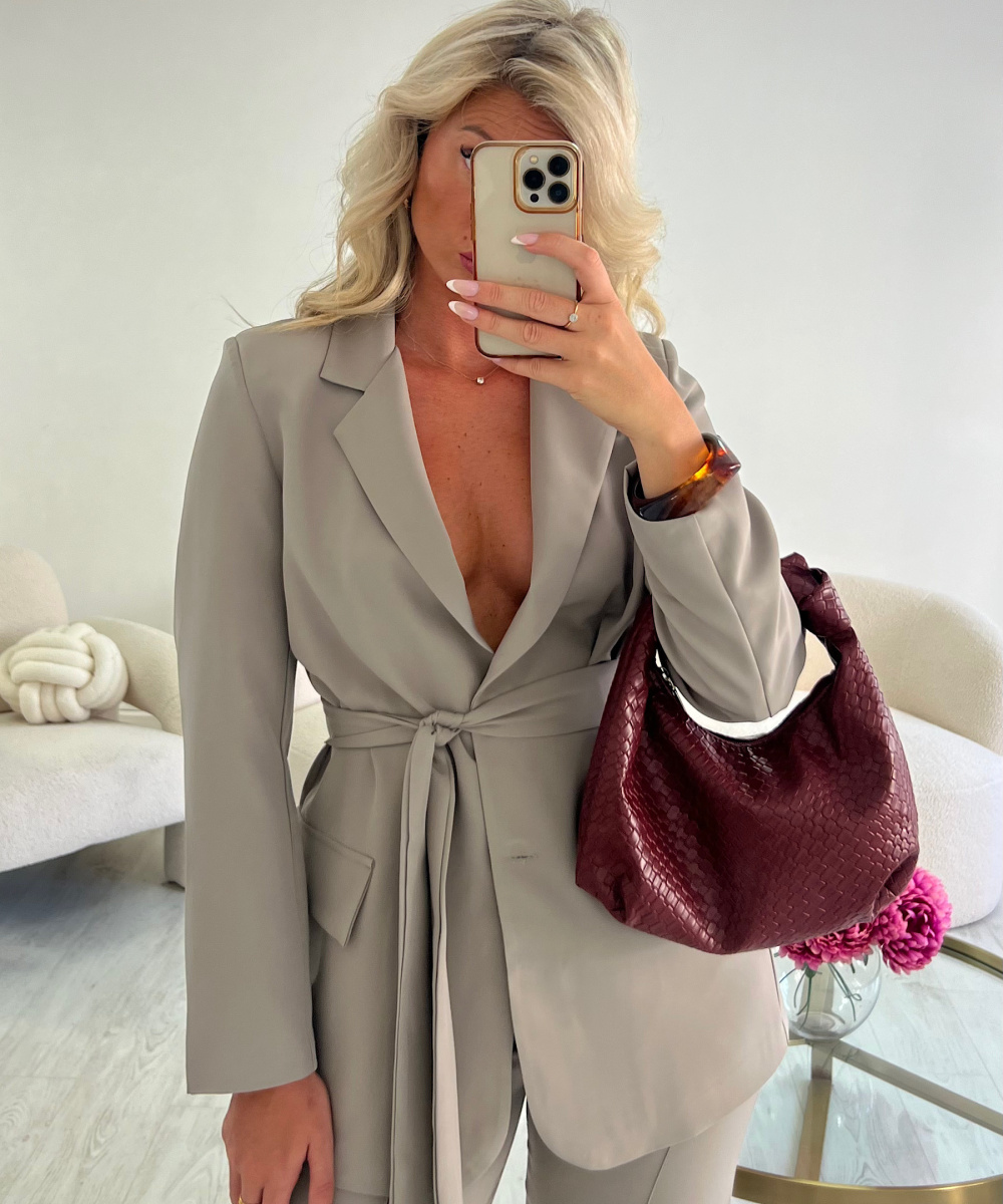 Mocca heather fitted/straight blazer