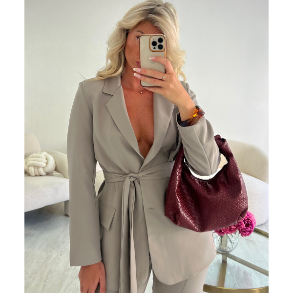 Mocca heather fitted/straight blazer