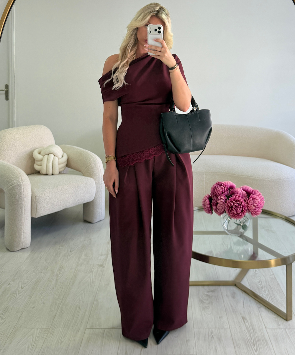Pantalon barrel bordeaux - DRESS DESIREE