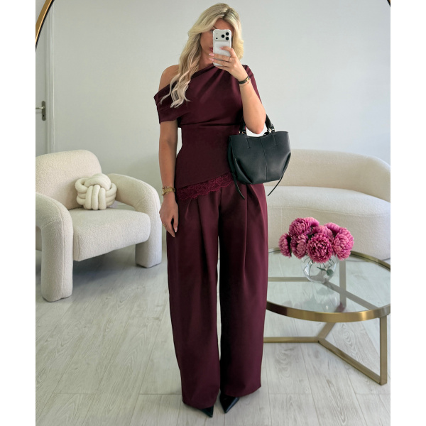 Pantalon barrel bordeaux - DRESS DESIREE