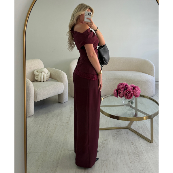 Pantalon barrel bordeaux - DRESS DESIREE