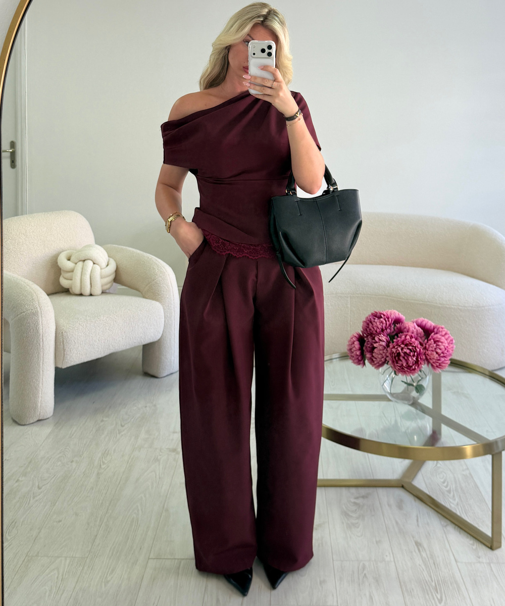 Pantalon barrel standard burgundy