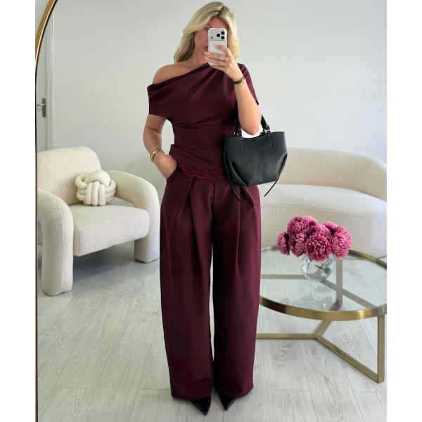 Pantalon barrel bordeaux - DRESS DESIREE