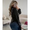 Black faux leather officer-style corset jacket - DRESS DESIREE