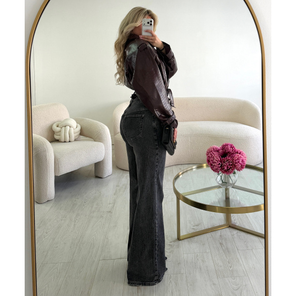 Burgundy faux crocodile jacket
