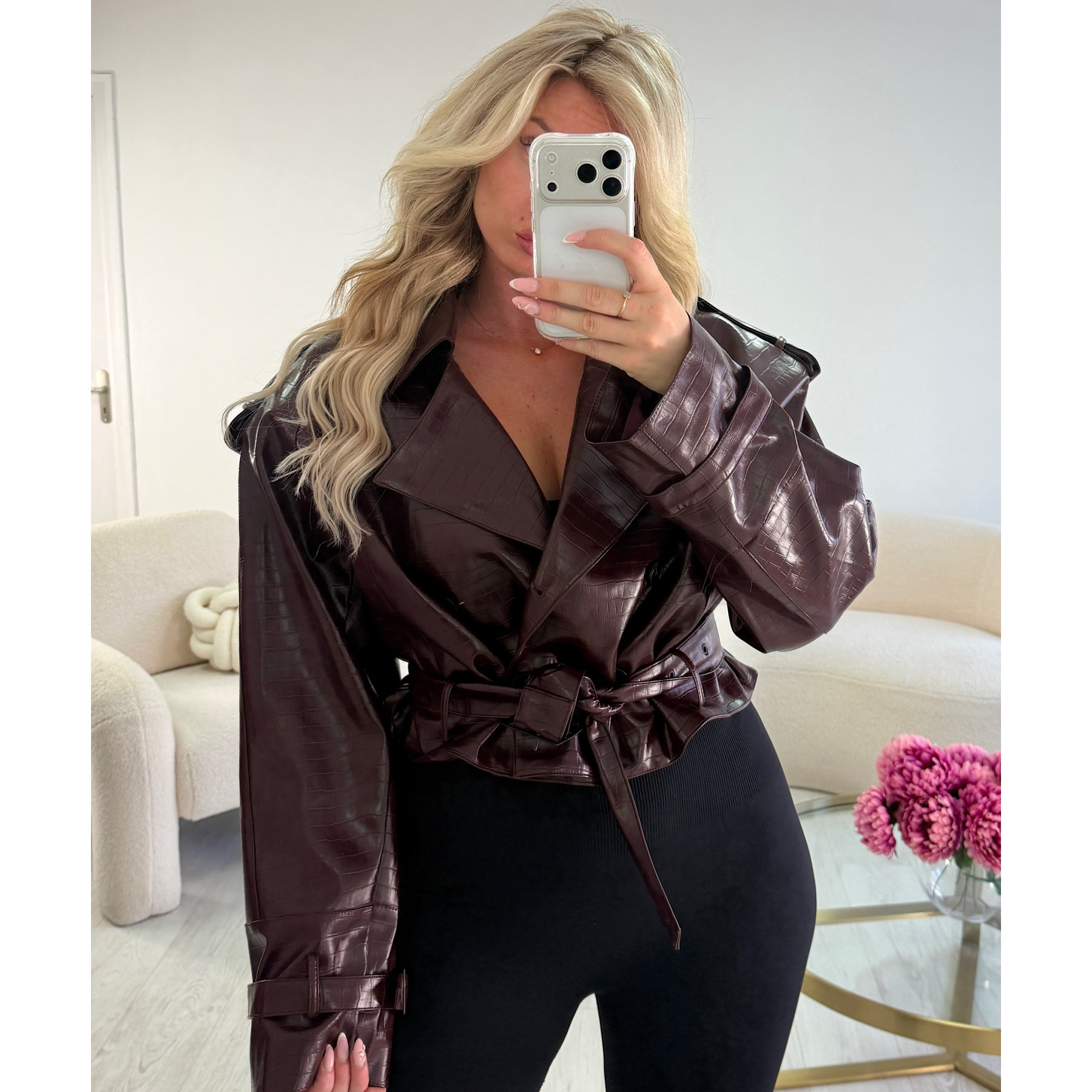 Veste simili croco cerise - DRESS DESIREE