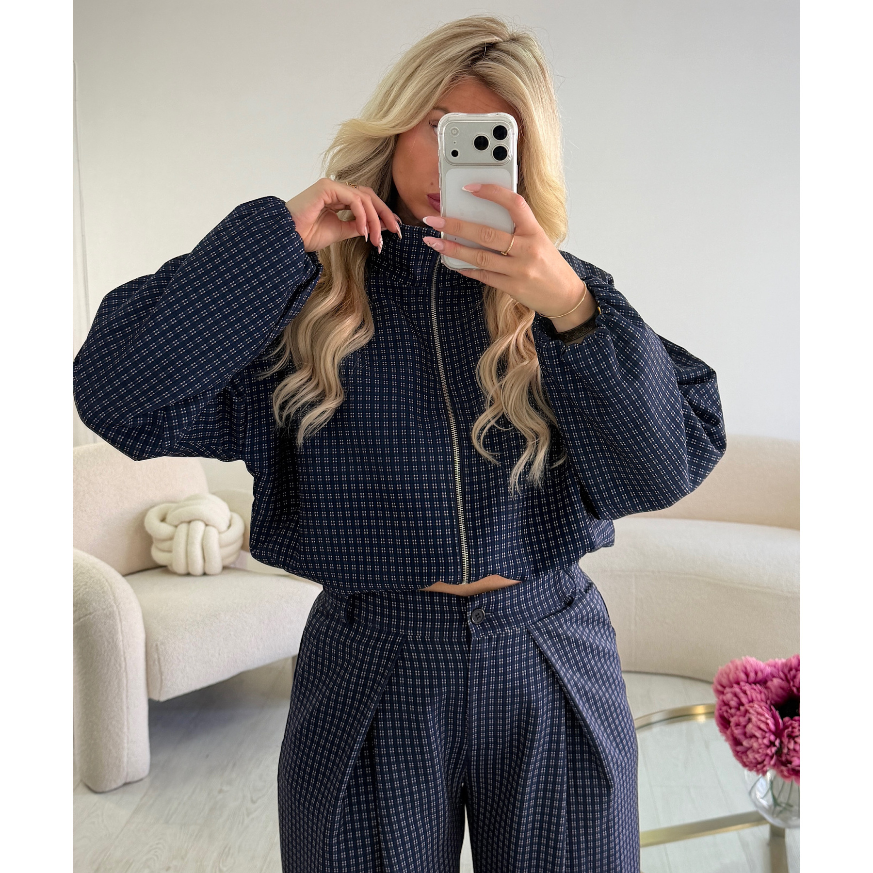 Bombers carreaux bleu marine - DRESS DESIREE
