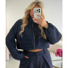 Navy blue checked bomber jackets