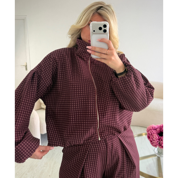 Bombers carreaux bordeaux- DRESS DESIREE