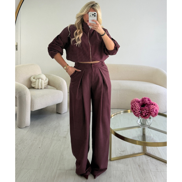 Bombers carreaux bordeaux- DRESS DESIREE
