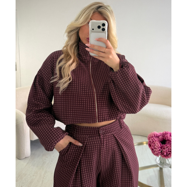 Bombers carreaux bordeaux- DRESS DESIREE