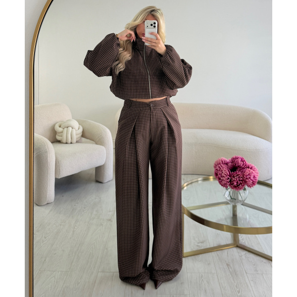 Pantalon barrel extra tall carreaux choco - DRESS DESIREE