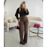 Brown fitted checked shirt with a corset-style waist - DRESS DESIREE
