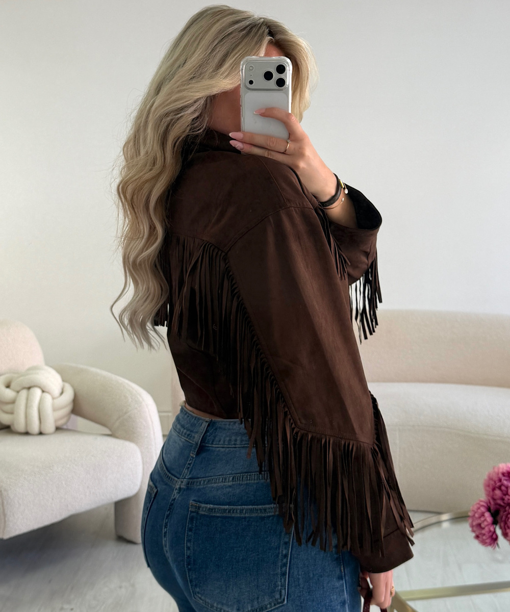Brown fringed suede jacket
