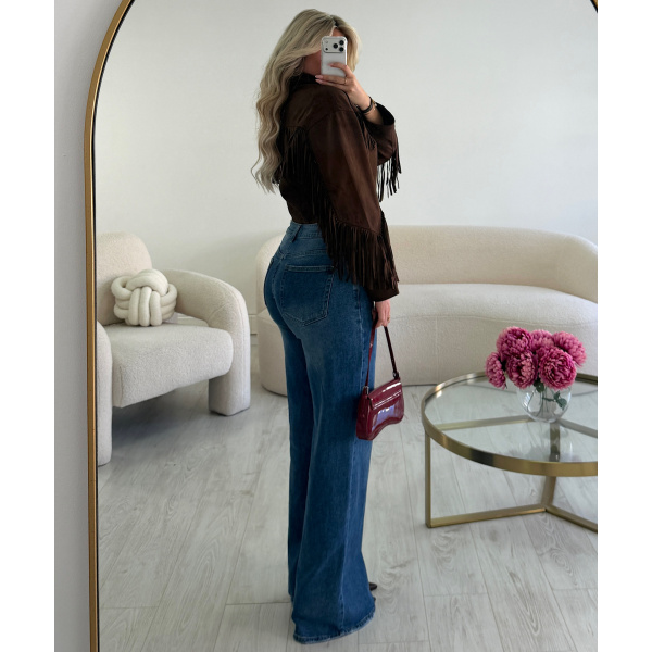 Brown fringed suede jacket- DRESS DESIREE