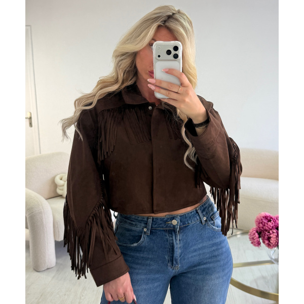 Veste daim frange marron - DRESS DESIREE