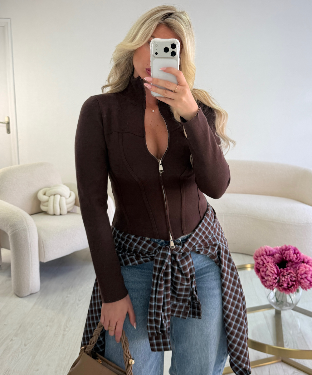 Pull corset zip choco