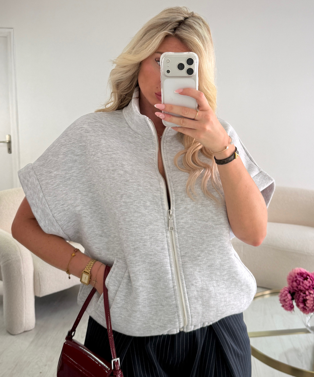 Mottled grey sleeveless jumper