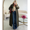 Trench long kaki retroussé carreaux - DRESS DESIREE