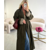 Trench long kaki retroussé carreaux - DRESS DESIREE