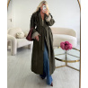 Trench long kaki retroussé carreaux - DRESS DESIREE