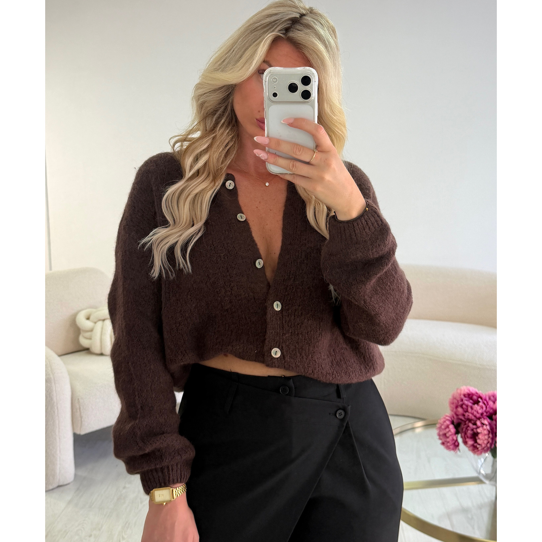 Pull/gilet boutons choco - DRESS DESIREE