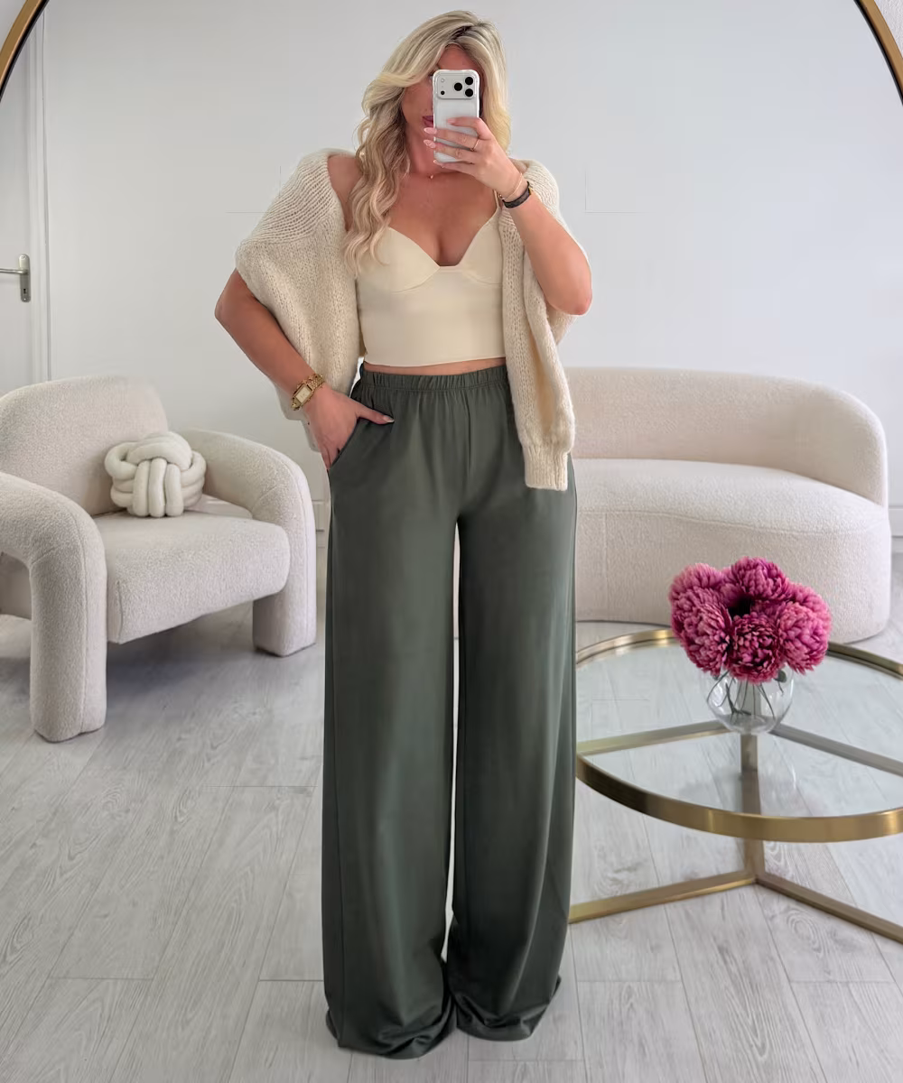 Pantalon cosy extra tall kaki