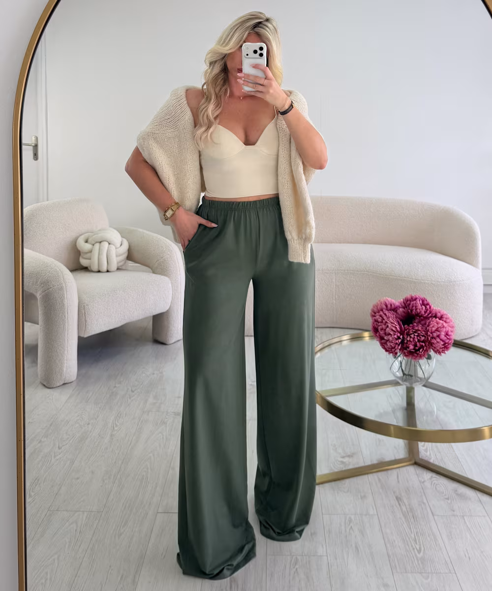 Pantalon comfy extra tall kaki  - DRESS DESIREE