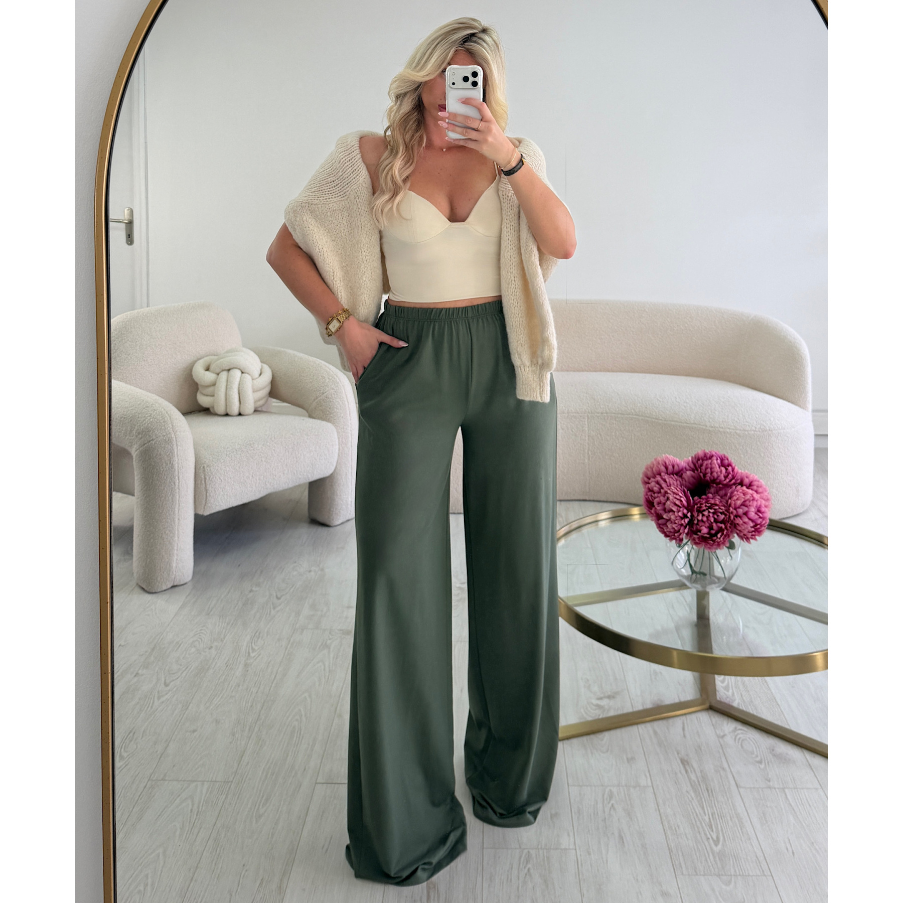 Pantalon comfy extra tall kaki  - DRESS DESIREE