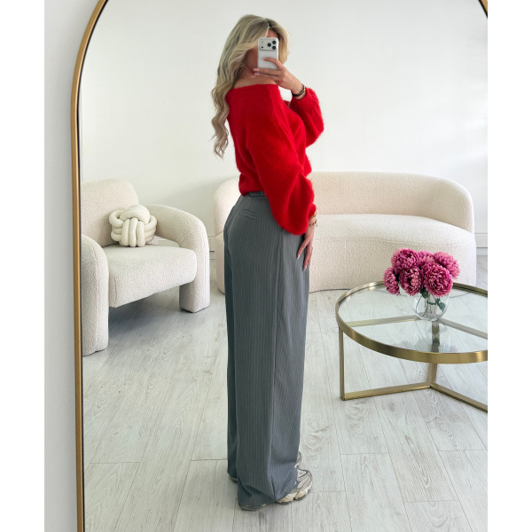 Pantalon barrel standard rayures gris clair - DRESS DESIREE