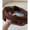 Coffee Suede Studded Bag - DRESS DESIREE