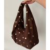 Coffee Suede Studded Bag - DRESS DESIREE