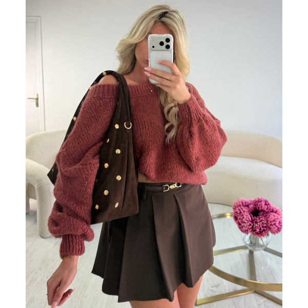 Sac daim clouté coffee  - DRESS DESIREE