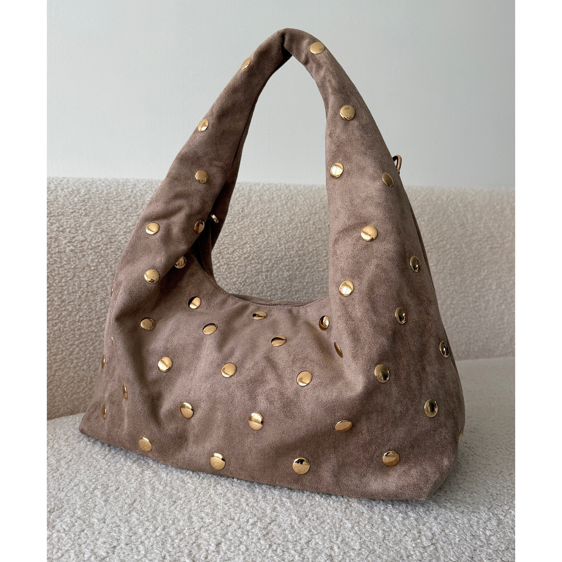 Sac daim clouté taupe  - DRESS DESIREE